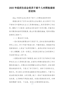 2025年组织生活会党员干部个人对照检查剖析材料