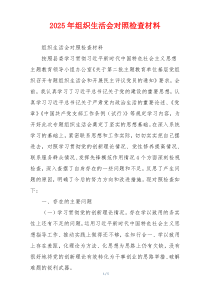 2025年组织生活会对照检查材料