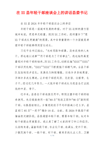 在XX县年轻干部座谈会上的讲话县委书记