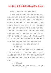 20XX年XX党支部组织生活会对照检查材料