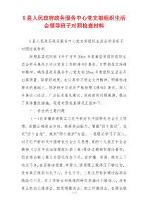 X县人民政府政务服务中心党支部组织生活会领导班子对照检查材料
