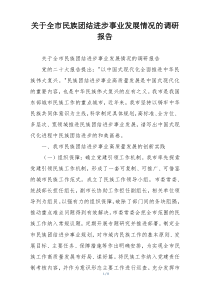 关于全市民族团结进步事业发展情况的调研报告