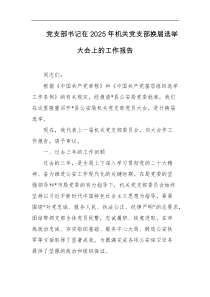 党支部书记在2025年机关党支部换届选举大会上的工作报告