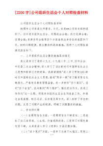 [2200字]公司组织生活会个人对照检查材料