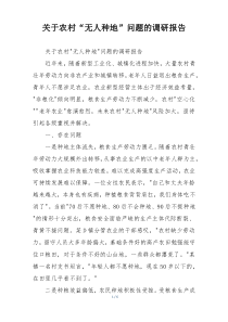 关于农村“无人种地”问题的调研报告