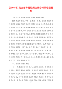 [3000字]党支部专题组织生活会对照检查材料