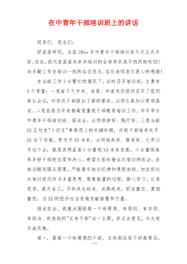 在中青年干部培训班上的讲话