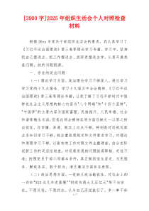 [3900字]2025年组织生活会个人对照检查材料