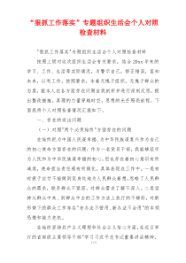 “狠抓工作落实”专题组织生活会个人对照检查材料