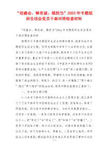“迎盛会、铸忠诚、强担当”2025年专题组织生活会党员干部对照检查材料