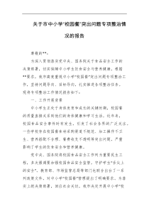 关于市中小学校园餐突出问题专项整治情况的报告