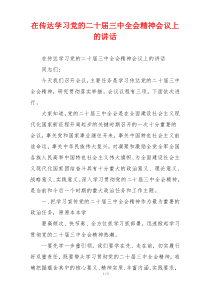 在传达学习党的二十届三中全会精神会议上的讲话