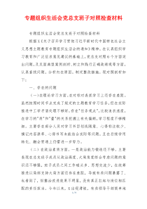 专题组织生活会党总支班子对照检查材料