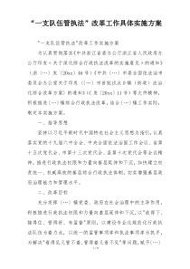 “一支队伍管执法”改革工作具体实施方案