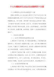 个人专题组织生活会发言提纲四个方面