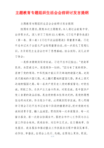 主题教育专题组织生活会会前研讨发言提纲