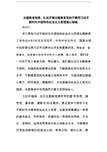 主题教育党课：扎实开展主题教育坚持不懈用习近平新时代中国特色社会主义思想凝心铸魂范文
