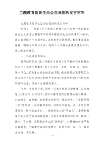 主题教育组织生活会自我剖析发言材料