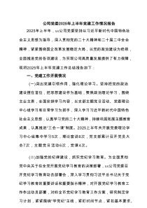 公司党委2025年上半年党建工作情况报告范文（6篇）