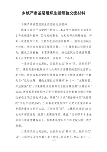 乡镇严肃基层组织生活经验交流材料