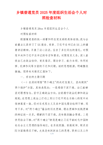 乡镇普通党员2025年度组织生活会个人对照检查材料