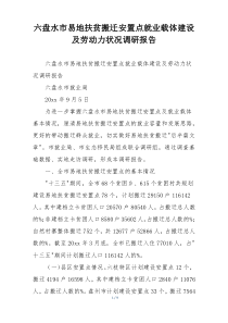 六盘水市易地扶贫搬迁安置点就业载体建设及劳动力状况调研报告