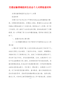 交通运输领域组织生活会个人对照检查材料