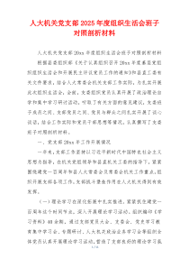 人大机关党支部2025年度组织生活会班子对照剖析材料
