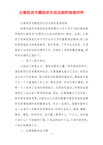 以案促改专题组织生活会剖析检查材料