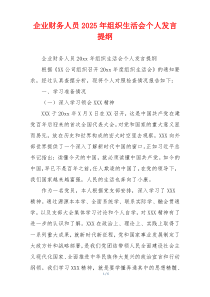 企业财务人员2025年组织生活会个人发言提纲