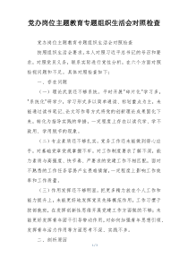 党办岗位主题教育专题组织生活会对照检查