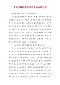 党史专题组织生活会上的点评讲话