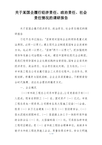 关于某国企履行经济责任、政治责任、社会责任情况的调研报告