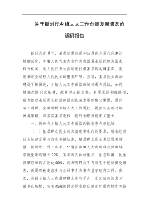 关于新时代乡镇人大工作创新发展情况的调研报告