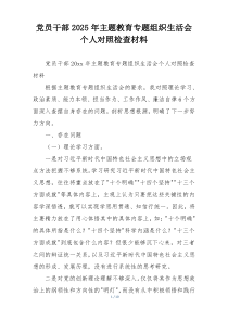党员干部2025年主题教育专题组织生活会个人对照检查材料