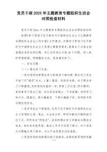 党员干部2025年主题教育专题组织生活会对照检查材料