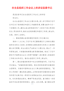 在全县组织工作会议上的讲话县委书记