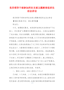 党员领导干部参加所在支部主题教育组织生活会讲话