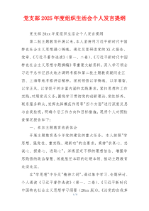 党支部2025年度组织生活会个人发言提纲