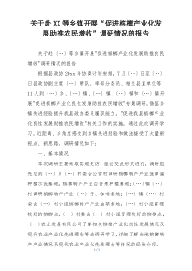 关于赴XX等乡镇开展“促进槟榔产业化发展助推农民增收”调研情况的报告