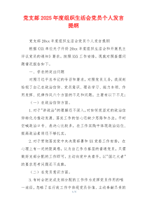 党支部2025年度组织生活会党员个人发言提纲