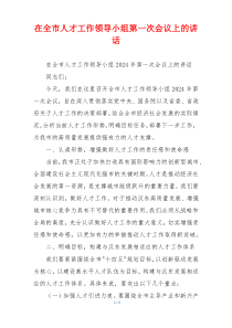 在全市人才工作领导小组第一次会议上的讲话