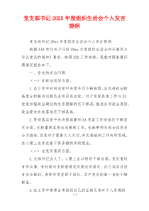 党支部书记2025年度组织生活会个人发言提纲
