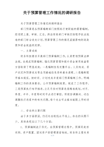 关于预算管理工作情况的调研报告