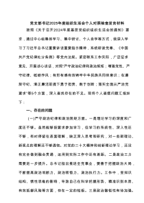 党支部书记2025年度组织生活会个人对照检查发言材料【8篇】