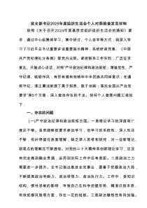 党支部书记2025年度组织生活会个人对照检查发言材料（8篇）