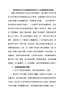 党支部书记2025年度组织生活会个人对照检查发言材料（最新11篇）
