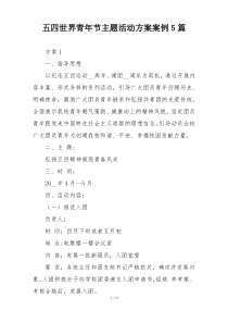 五四世界青年节主题活动方案案例5篇