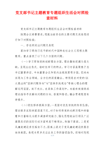 党支部书记主题教育专题组织生活会对照检查材料