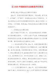 区2025年度政治生态建设评价报告